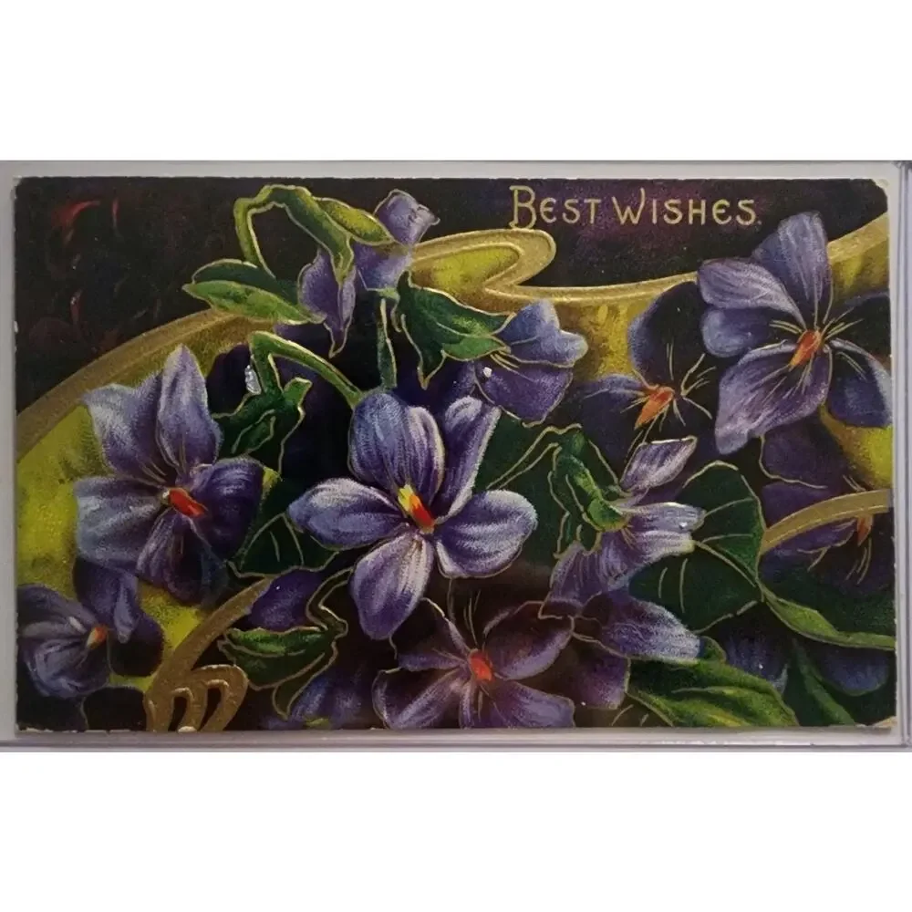 Lot Of Four Vintage Antique Embossed Postcards Flowers Birthday Best Wishes
